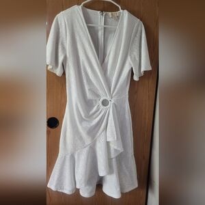 Michael Kors White Asymmetrical Wrap Mini Dress